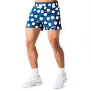 MUAY THAI SHORTS (MID THIGH CUT) DAISY - BLUE