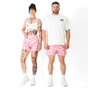 MUAY THAI SHORTS (MID THIGH CUT) DAISY - PINK