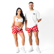 MUAY THAI SHORTS (MID THIGH CUT) DAISY - RED