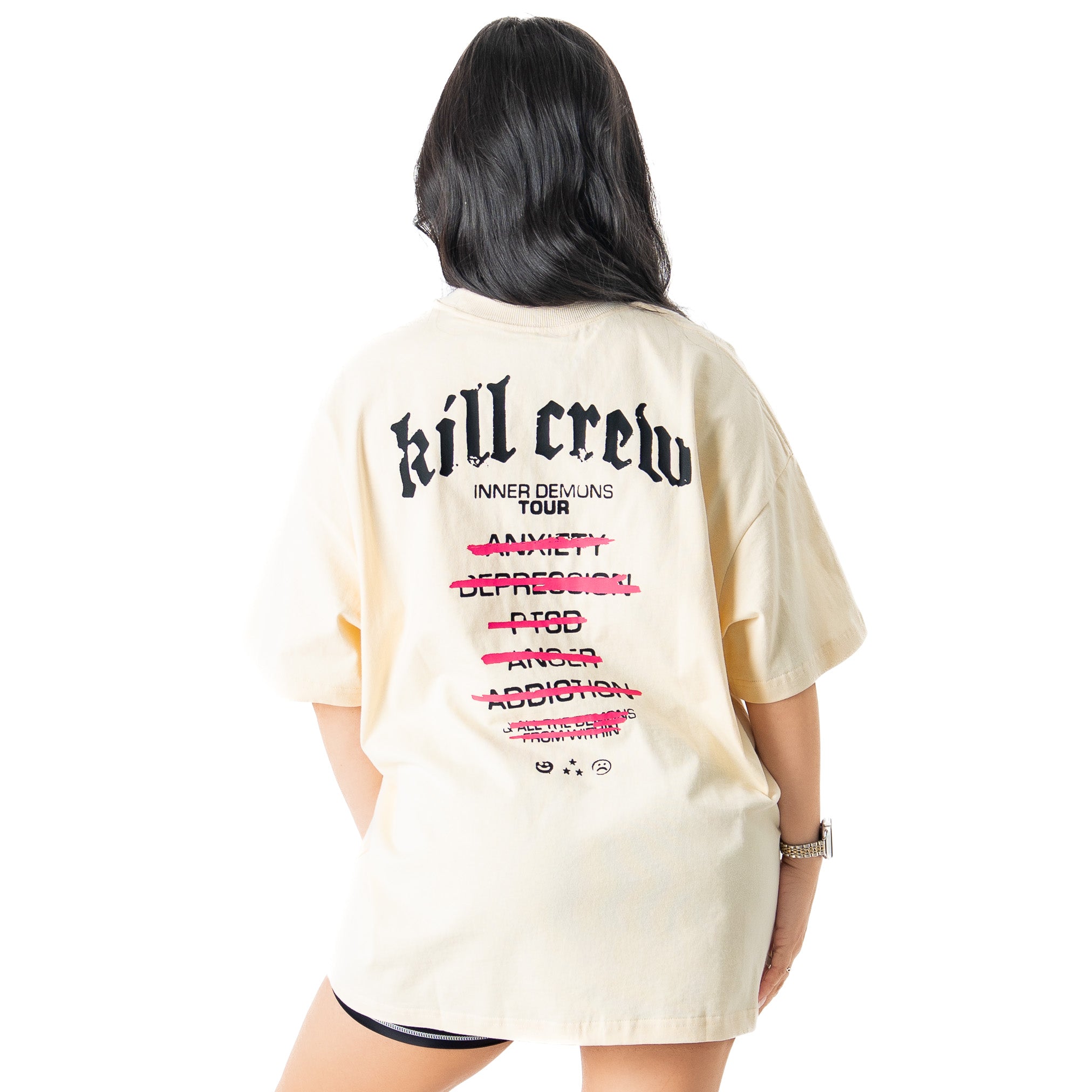 RELAXED FIT INNER DEMONS TOUR T-SHIRT - CREAM