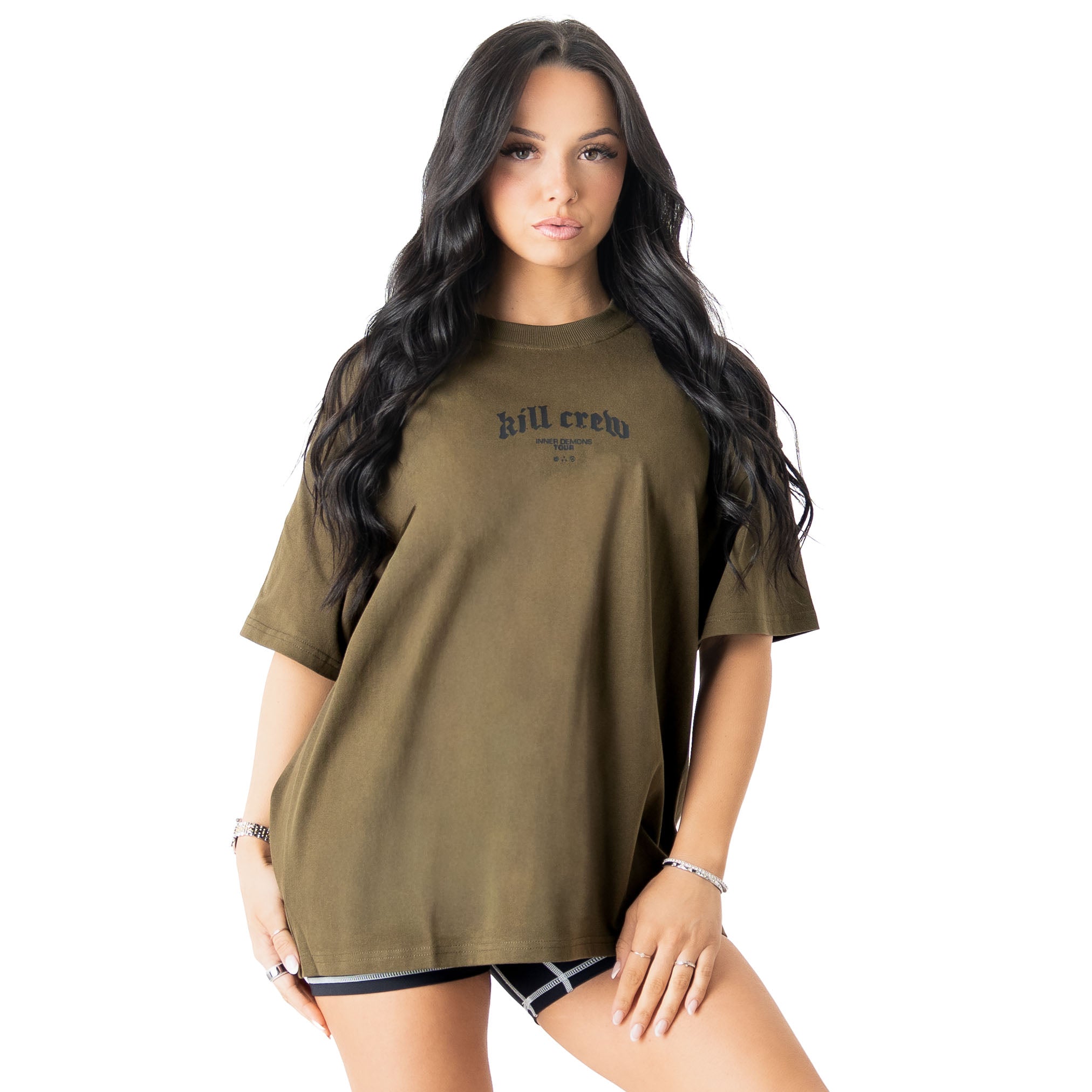 RELAXED FIT INNER DEMONS TOUR T-SHIRT - OLIVE / BLACK