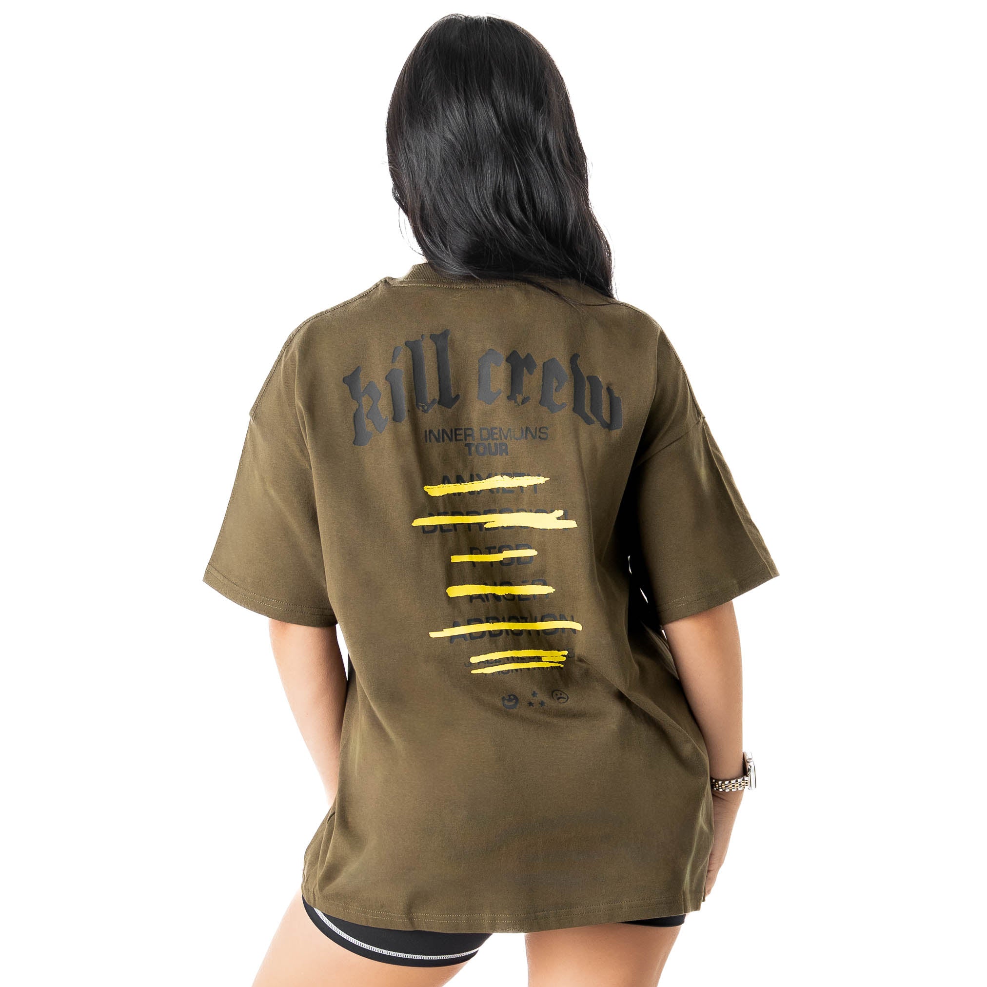 RELAXED FIT INNER DEMONS TOUR T-SHIRT - OLIVE / BLACK