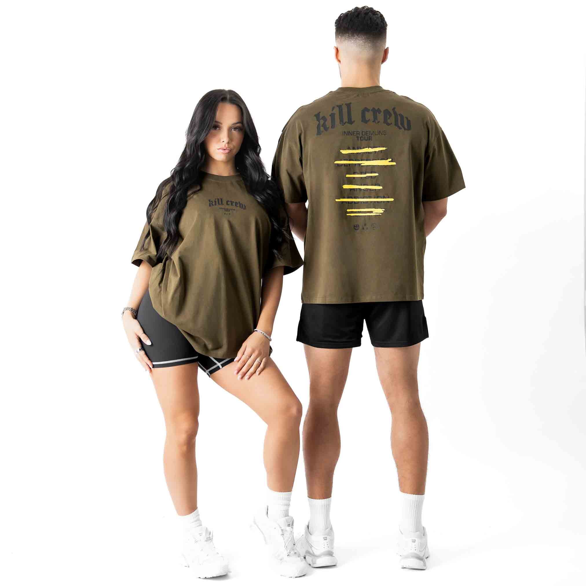 RELAXED FIT INNER DEMONS TOUR T-SHIRT - OLIVE / BLACK