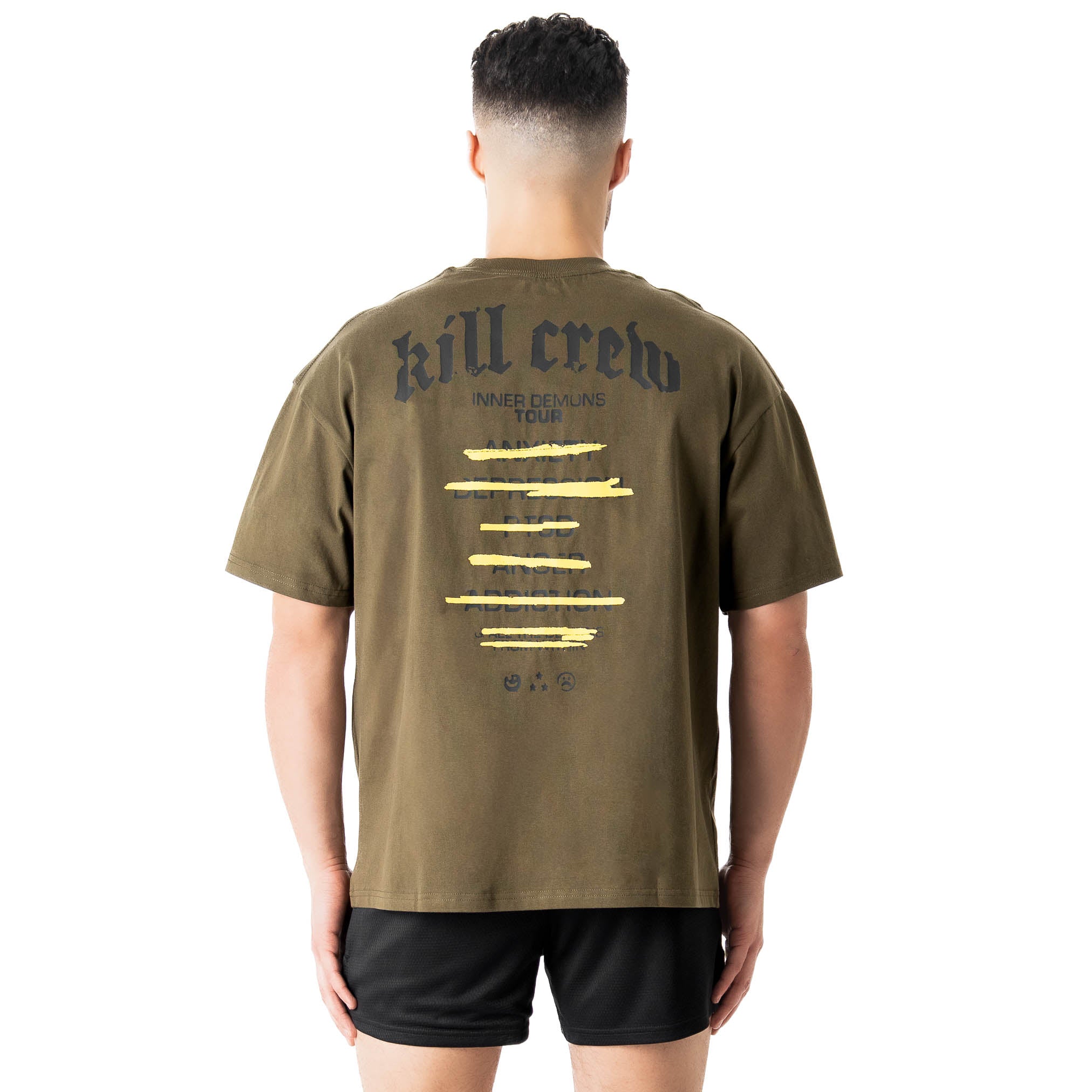 RELAXED FIT INNER DEMONS TOUR T-SHIRT - OLIVE / BLACK