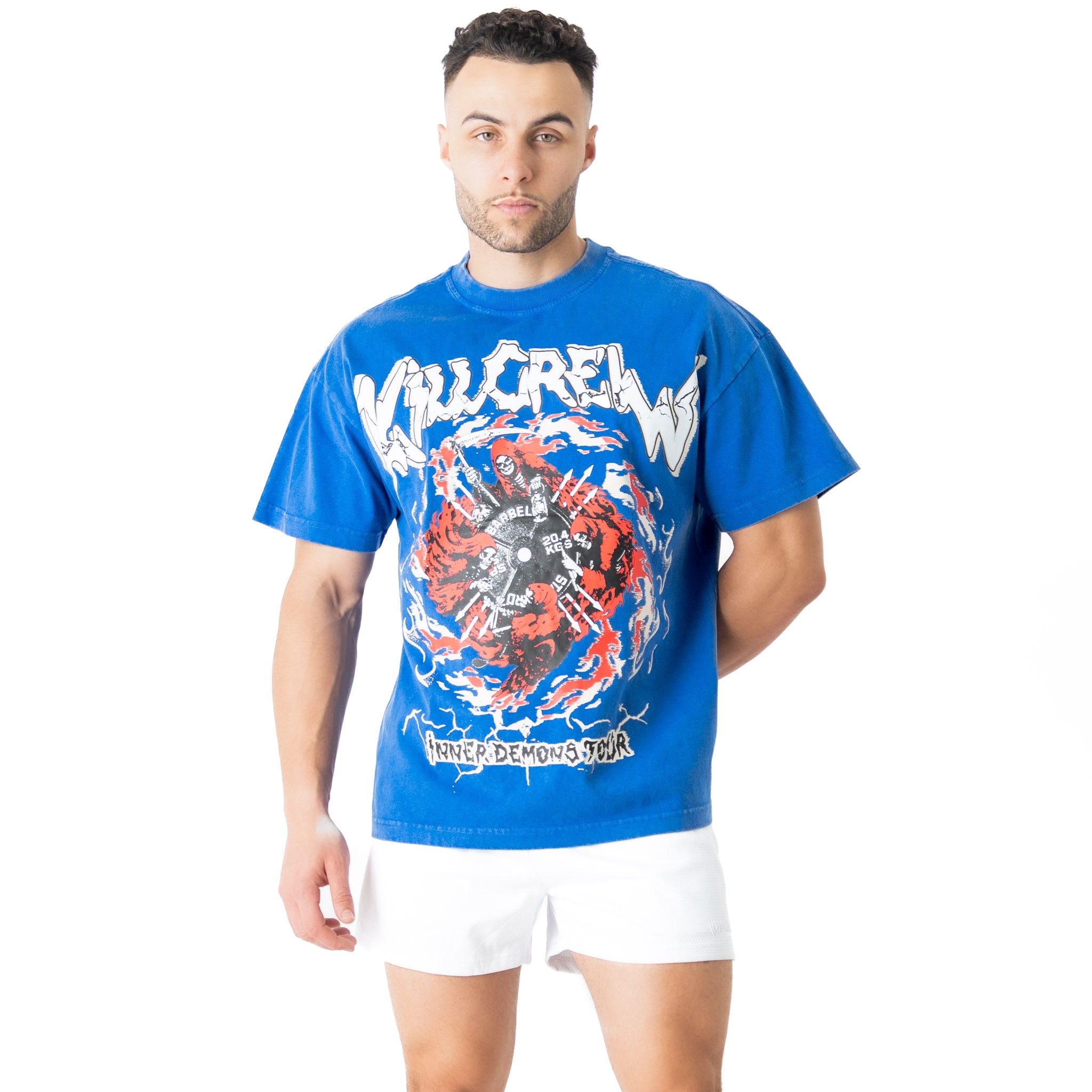 OVERSIZED DEMONS TOUR T-SHIRT - BLUE / RED