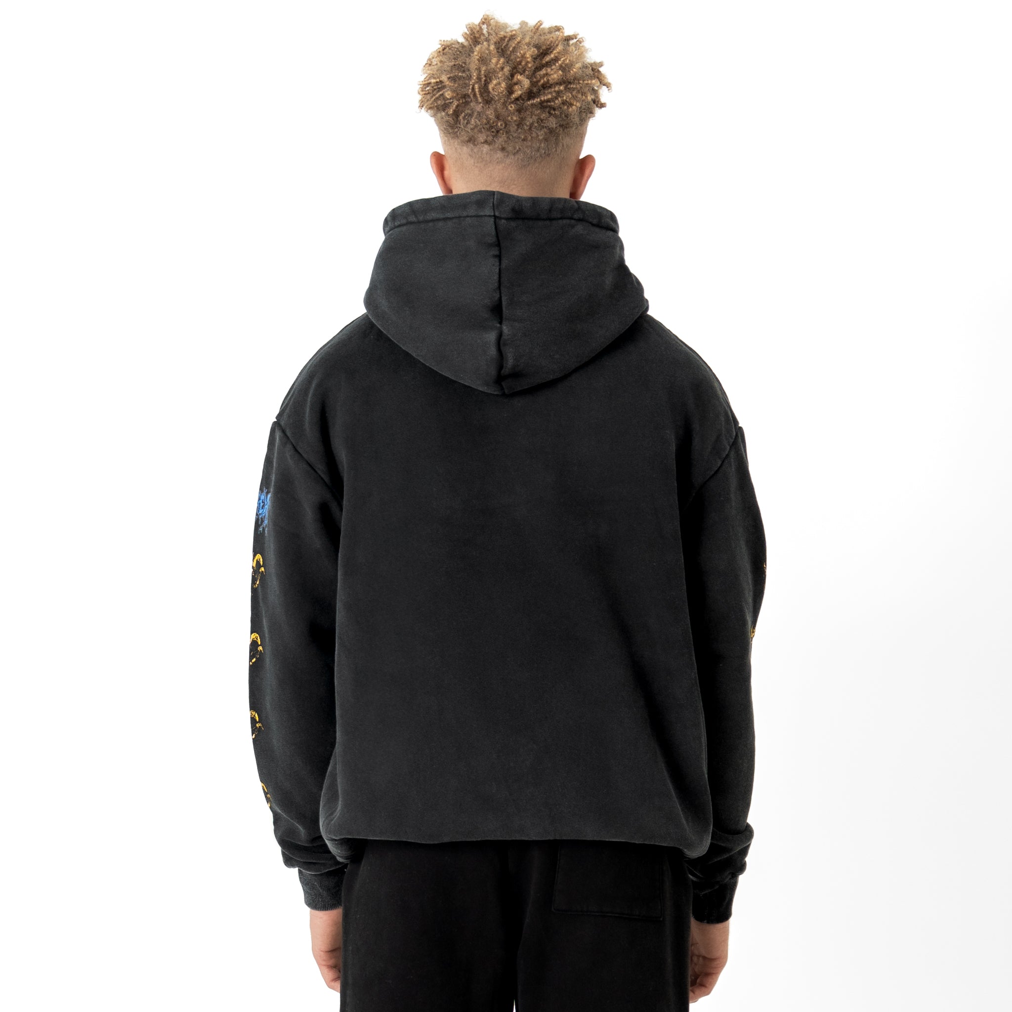 OVERSIZED LUX DISMEMBER YOUR DEMONS HOODIE - BLACK / YELLOW