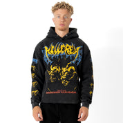 OVERSIZED LUX DISMEMBER YOUR DEMONS HOODIE - BLACK / YELLOW