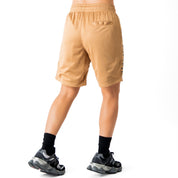 RELAXED CUT SHORTS EMBROIDERED FLAG - SAND