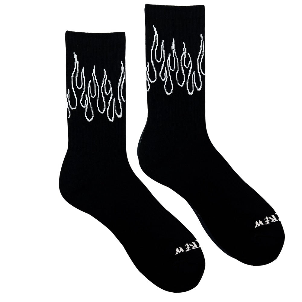 FLAME HIGH SOCKS - BLACK / WHITE