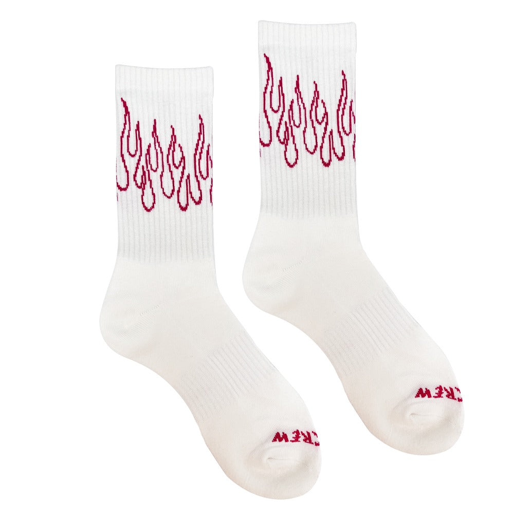 FLAME HIGH SOCKS - WHITE / PINK