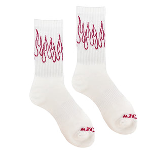 FLAME HIGH SOCKS - WHITE / PINK