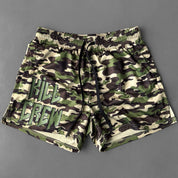 MUAY THAI SHORTS (MID THIGH CUT) - GREEN CAMO