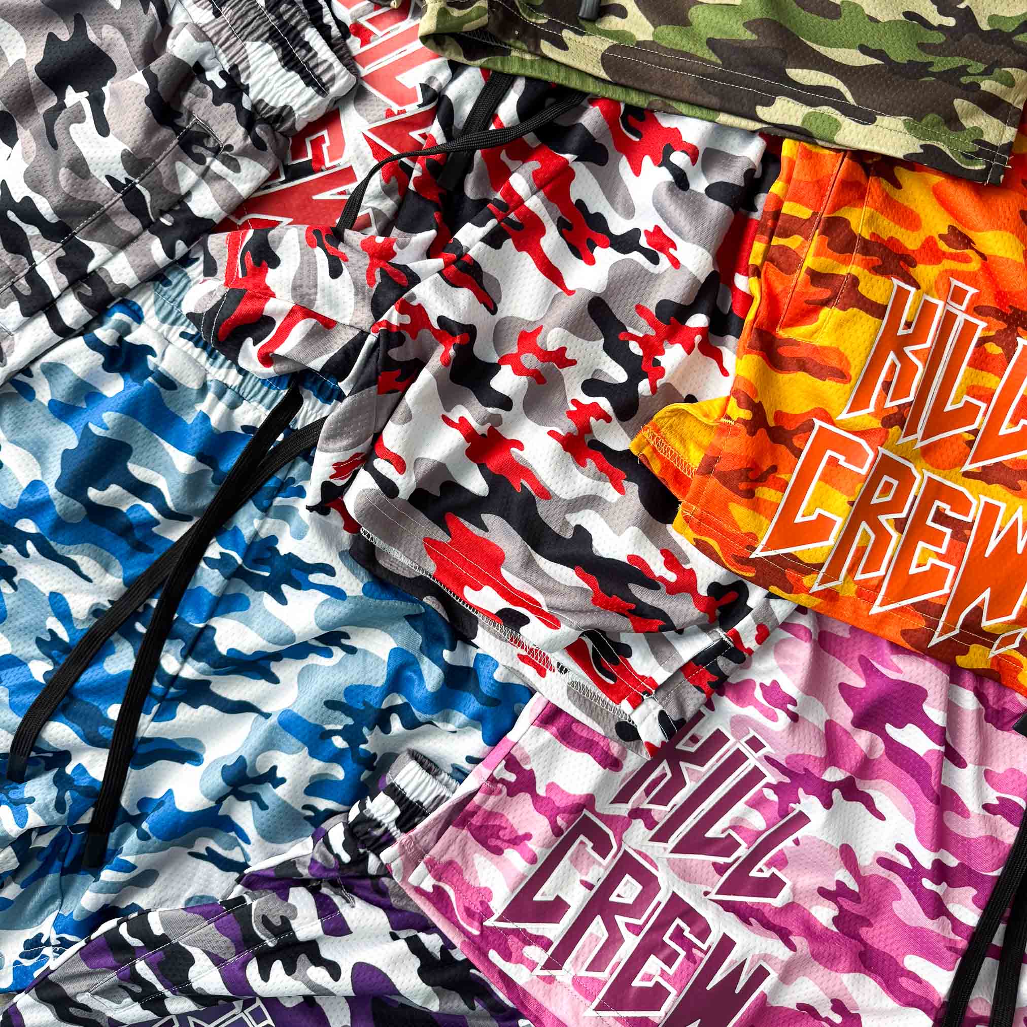MUAY THAI SHORTS (MID THIGH CUT) - GREY CAMO