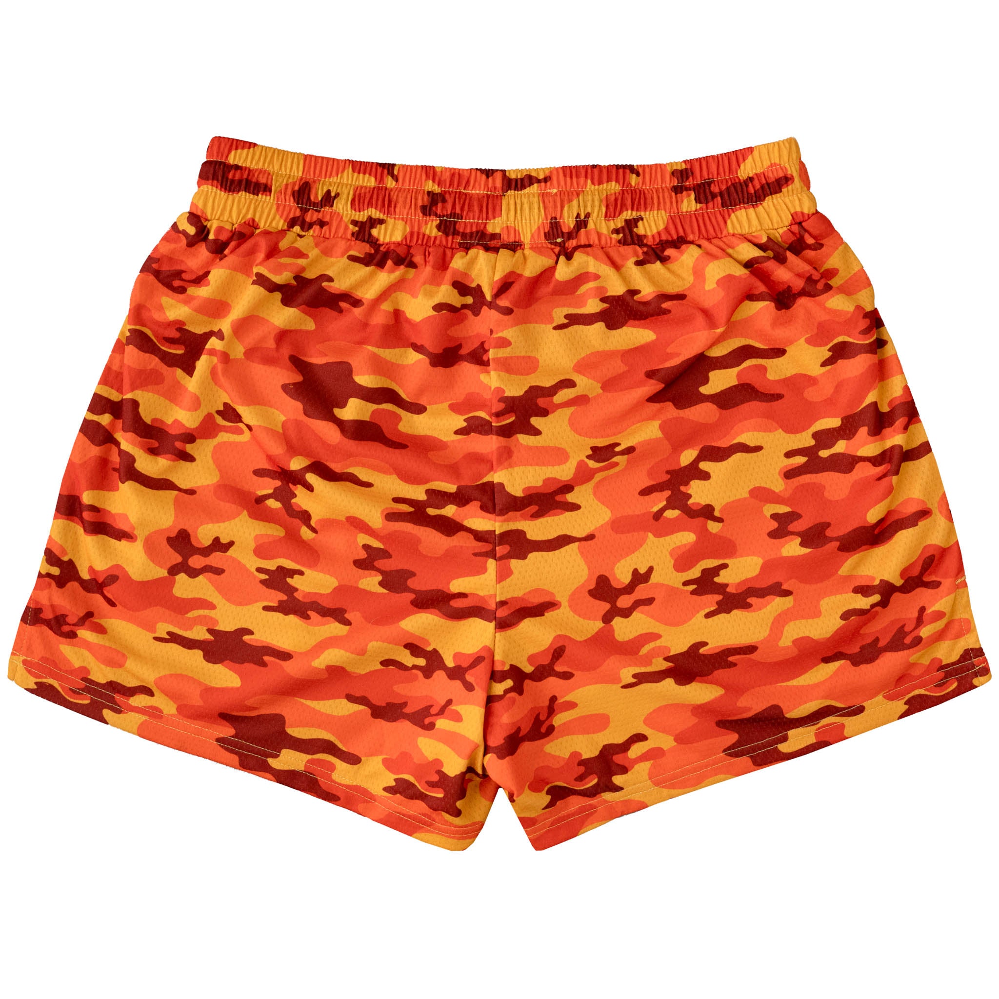 MUAY THAI SHORTS (MID THIGH CUT) - ORANGE CAMO