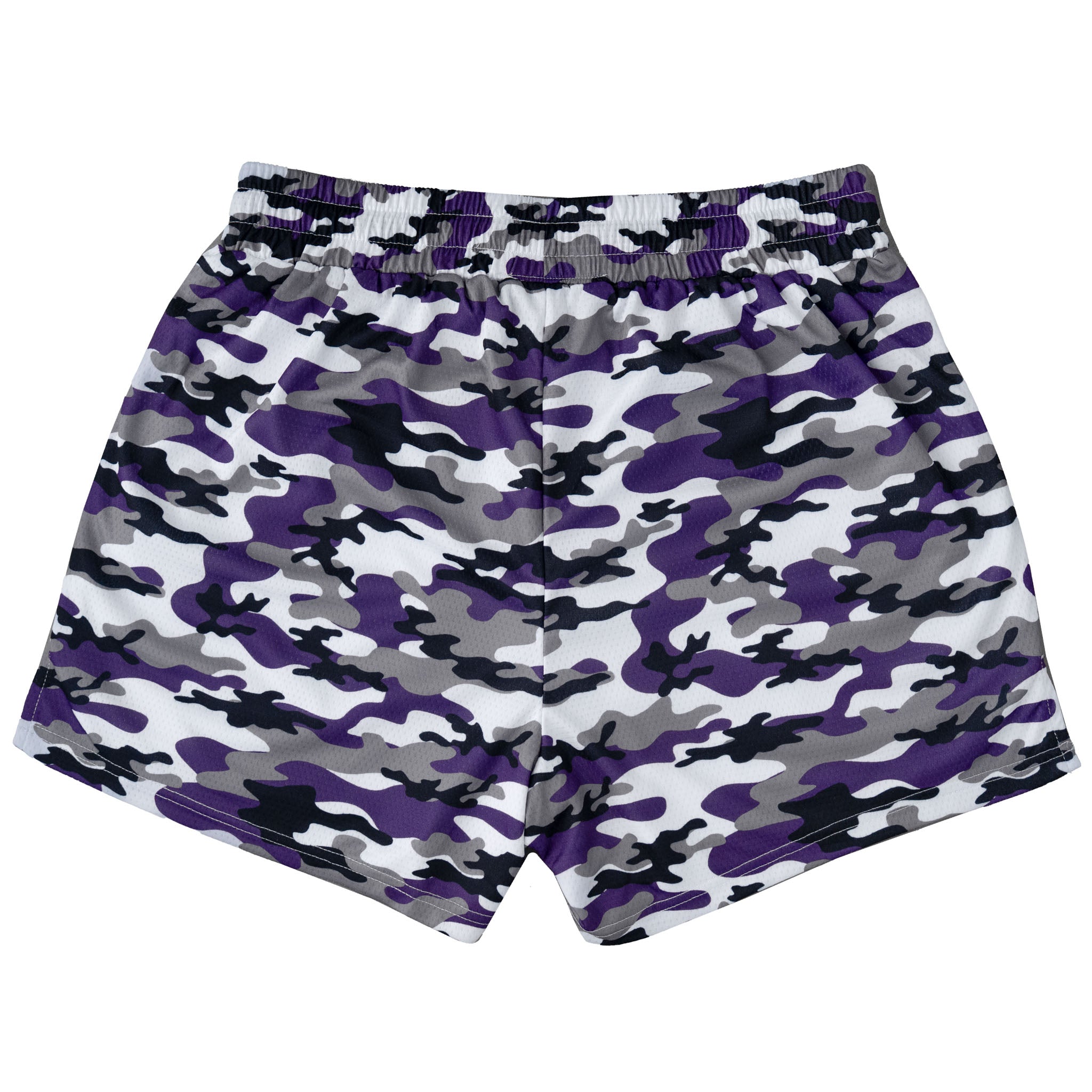 MUAY THAI SHORTS (MID THIGH CUT) - PURPLE CAMO