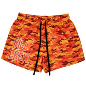 MUAY THAI SHORTS (MID THIGH CUT) - ORANGE CAMO