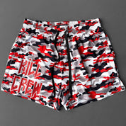 MUAY THAI SHORTS (MID THIGH CUT) - RED TIGER CAMO