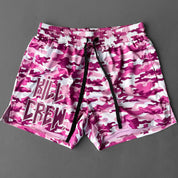 MUAY THAI SHORTS (MID THIGH CUT) - PINK CAMO