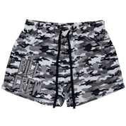 MUAY THAI SHORTS (MID THIGH CUT) - GREY CAMO