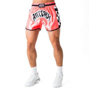 CHECKER FIGHT SHORTS - PINK