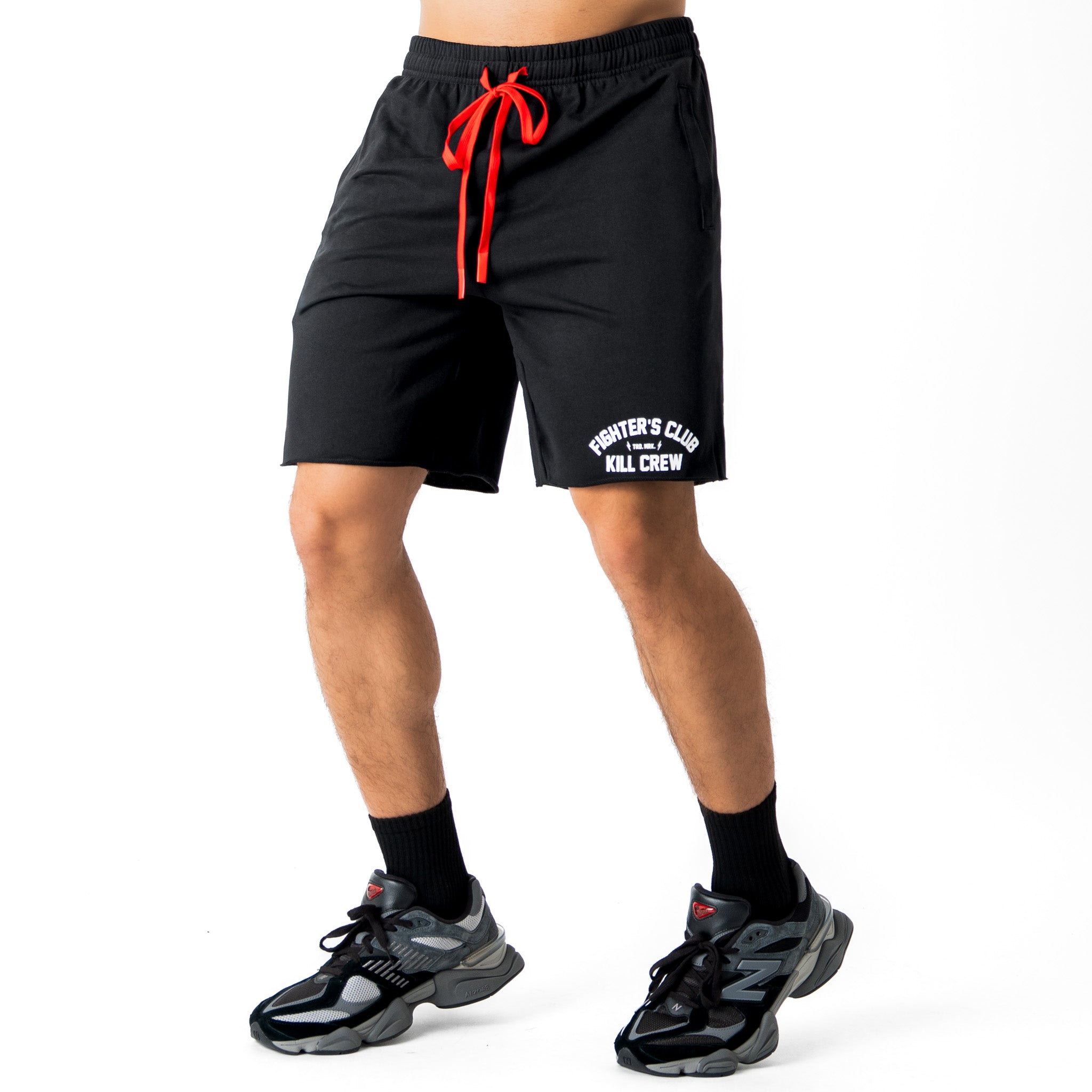 RELAXED CUT FIGHTER'S CLUB SHORTS - BLACK