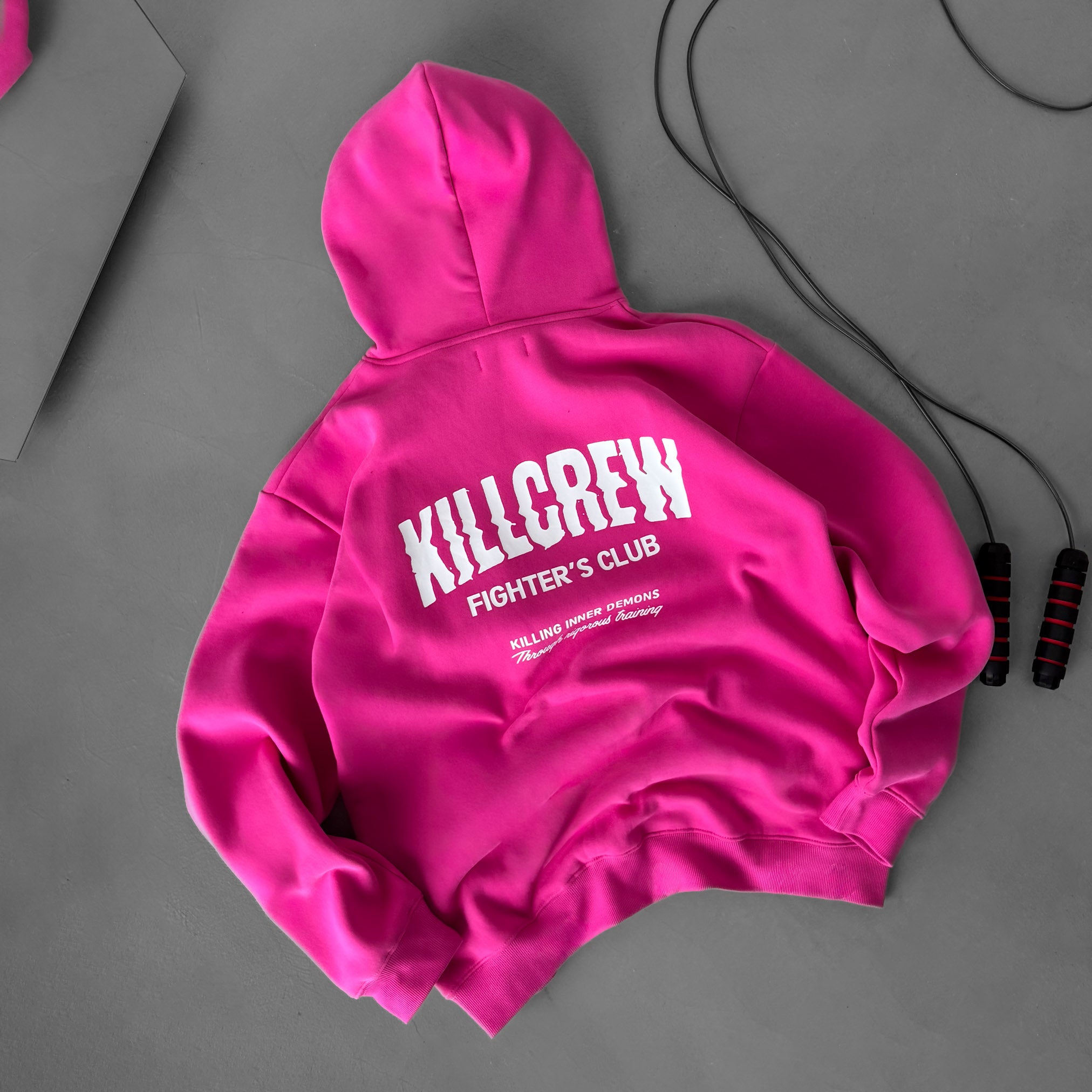OVERSIZED LUX RIGOROUS TRAINING HOODIE - PINK / WHITE