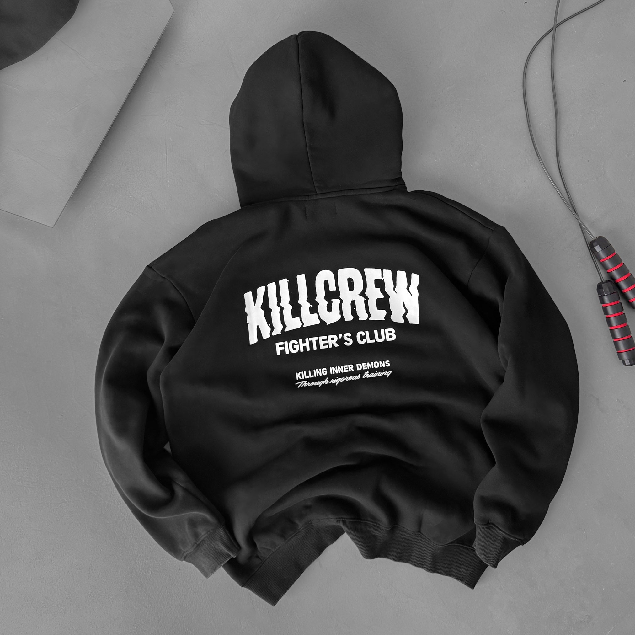 OVERSIZED LUX RIGOROUS TRAINING HOODIE - BLACK / WHITE