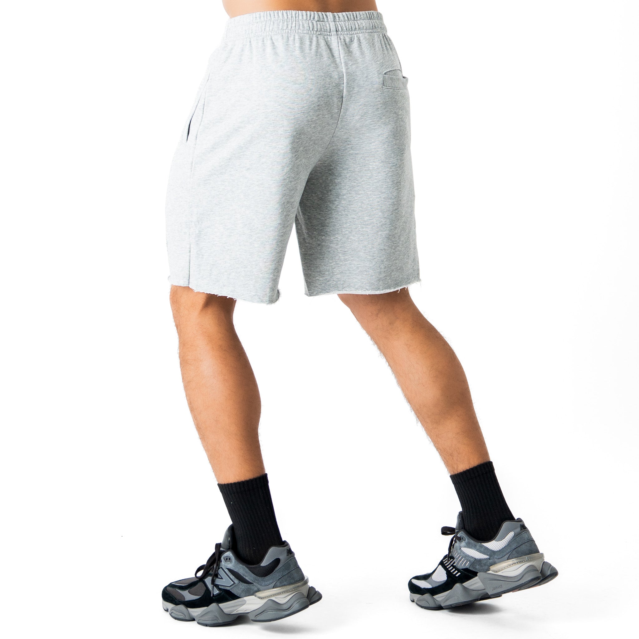 RELAXED CUT SHORTS FIGHTER'S CLUB FLAME - HEATHER GREY