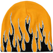FLAME SKULL CAP BEANIE - ORANGE / BLACK