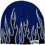 FLAME SKULL CAP BEANIE - BLUE / BLACK
