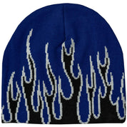 FLAME SKULL CAP BEANIE - BLUE / BLACK