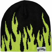 FLAME SKULL CAP BEANIE - BLACK / GREEN