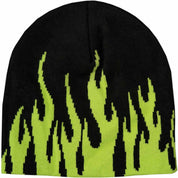 FLAME SKULL CAP BEANIE - BLACK / GREEN