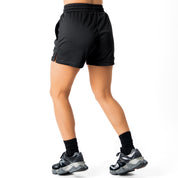 MUAY THAI FLAME SHORTS (MID THIGH CUT) - BLACK / PINK