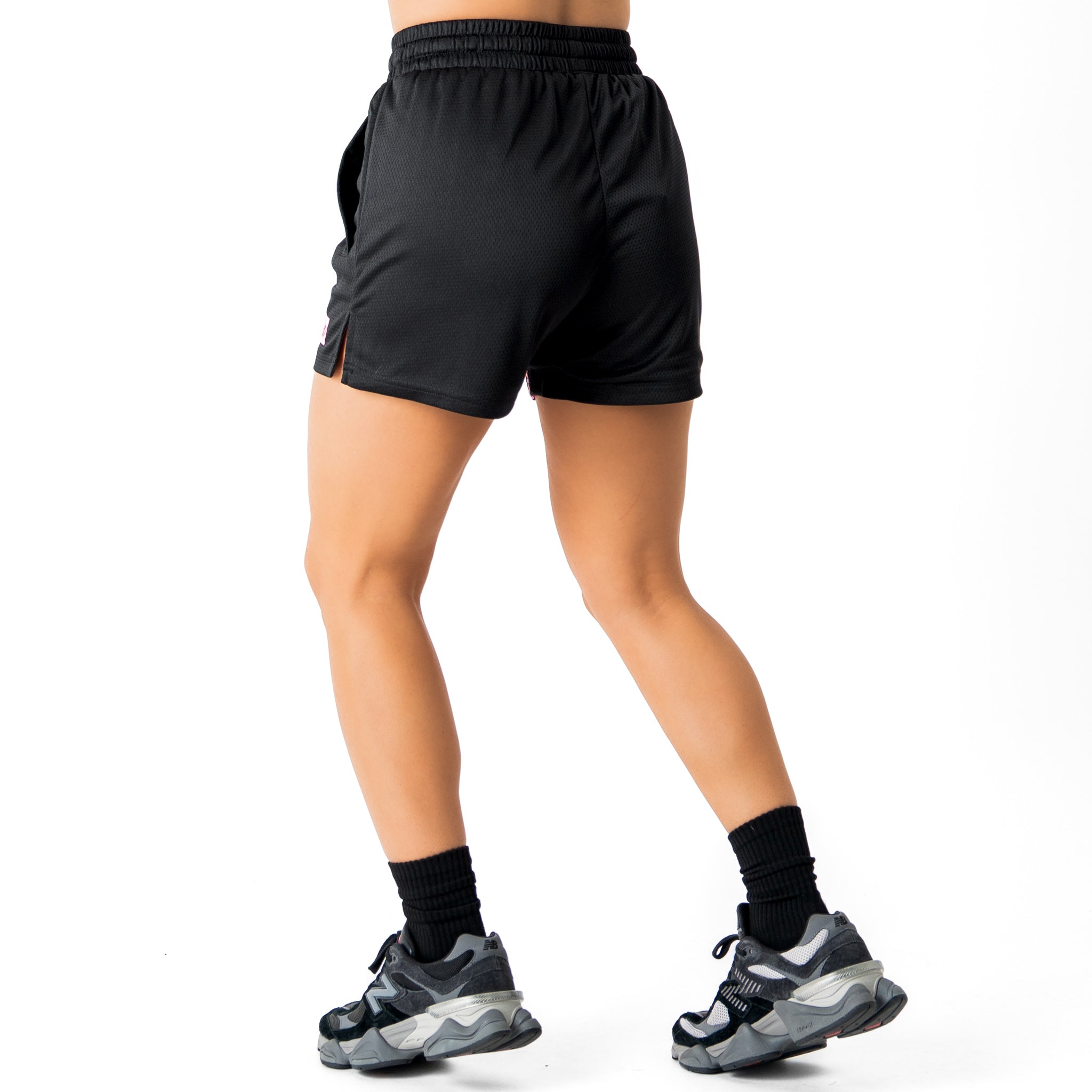 MUAY THAI FLAME SHORTS (MID THIGH CUT) - BLACK / PINK