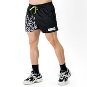 MUAY THAI FLAME SHORTS (MID THIGH CUT) - BLACK / WHITE