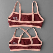 COLOR BLOCK SPORTS BRA - BROWN