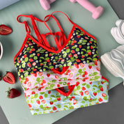 STRAWBERRY SPORTS BRA - BLACK