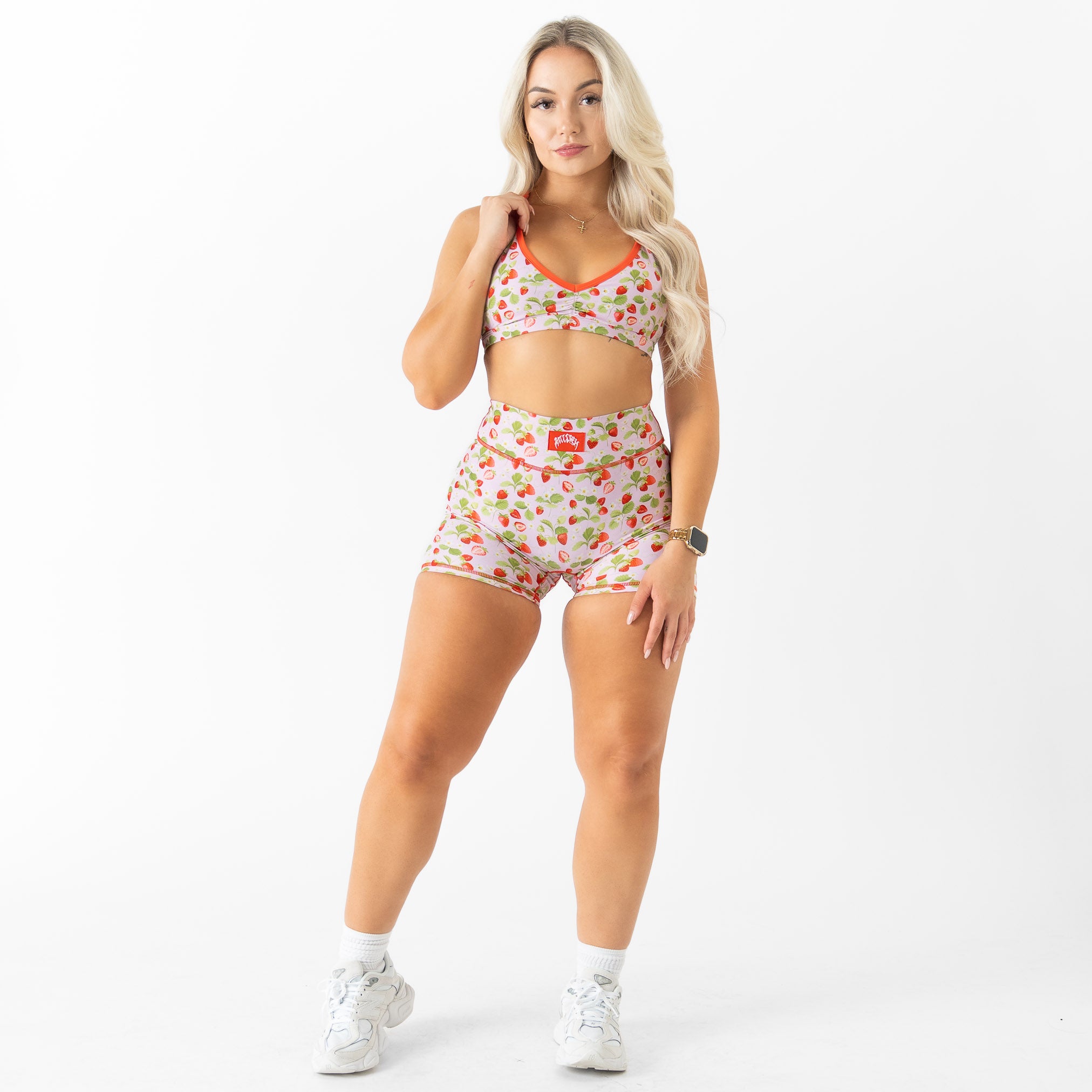 STRAWBERRY MID RISE BIKER SHORT - PINK
