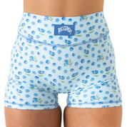 BLUEBERRY MID RISE BIKER SHORT - BLUE