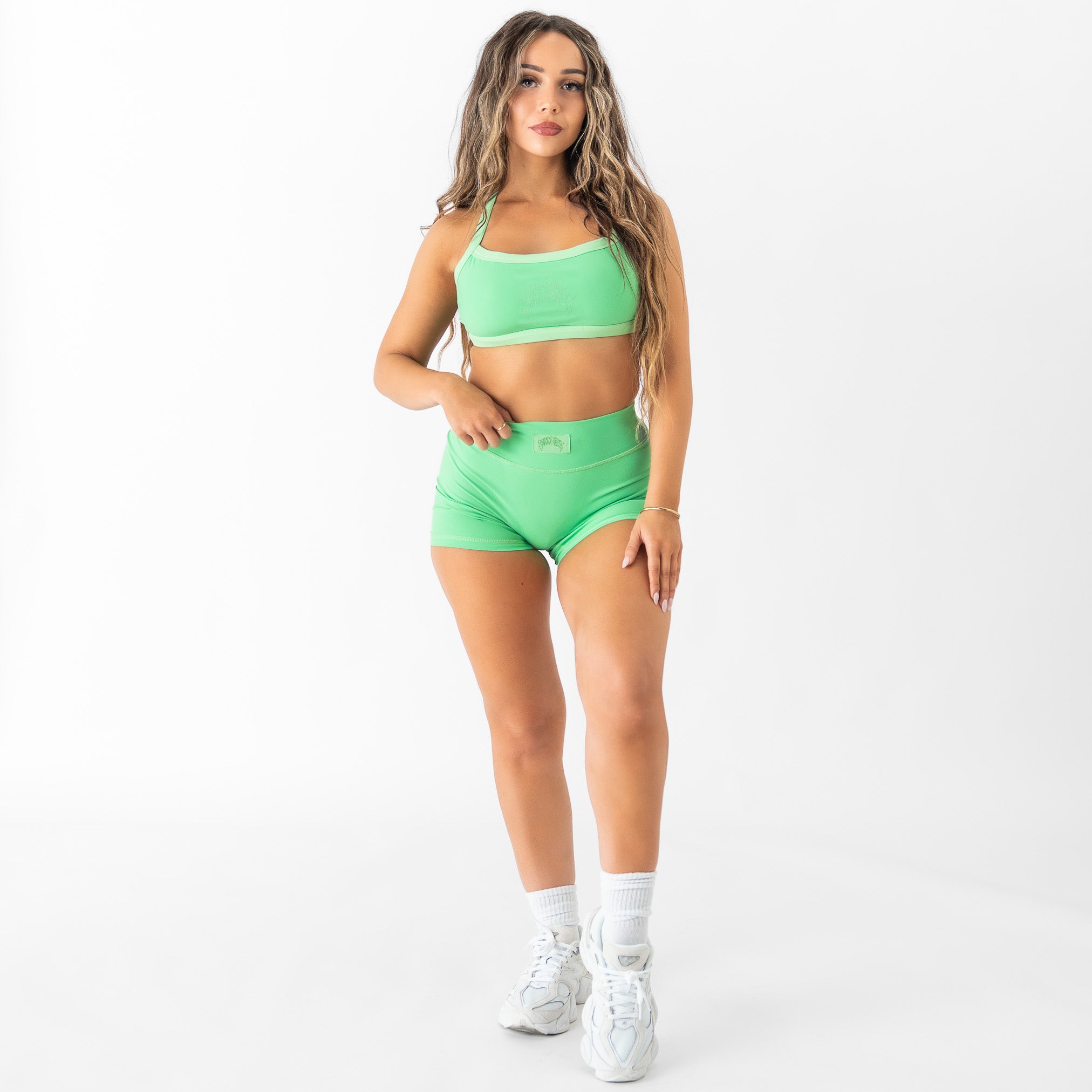 COLOR BLOCK SPORTS BRA - GREEN