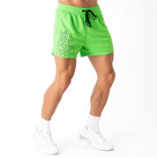 MUAY THAI SHORTS (MID THIGH CUT) - HIGHLIGHTER GREEN