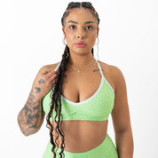 POLKA DOT SPORTS BRA - GREEN / WHITE
