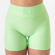 MID RISE SCRUNCH BIKER SHORT POLKA DOT  - GREEN / WHITE