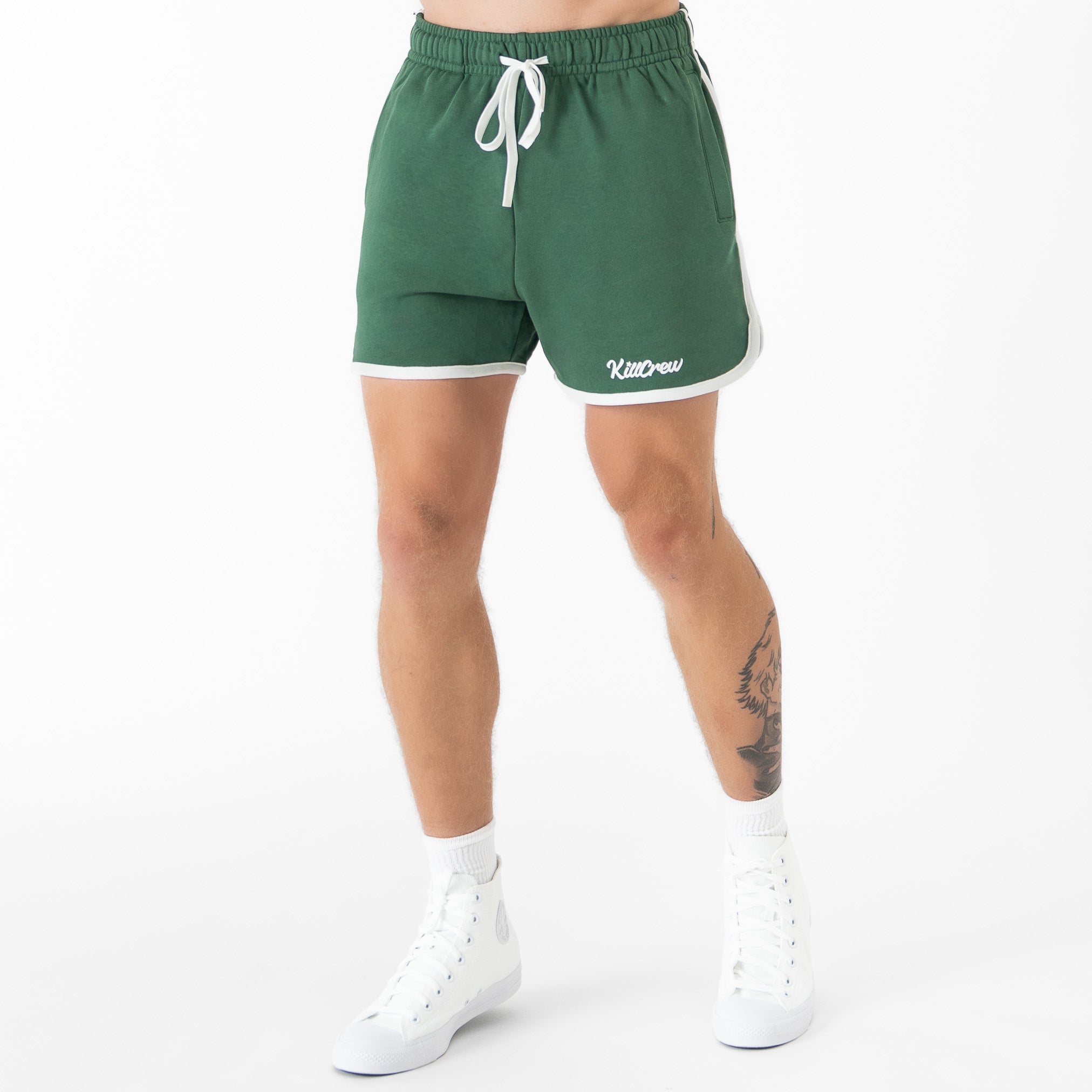 VINTAGE COTTON SHORTS (MID THIGH CUT) - GREEN