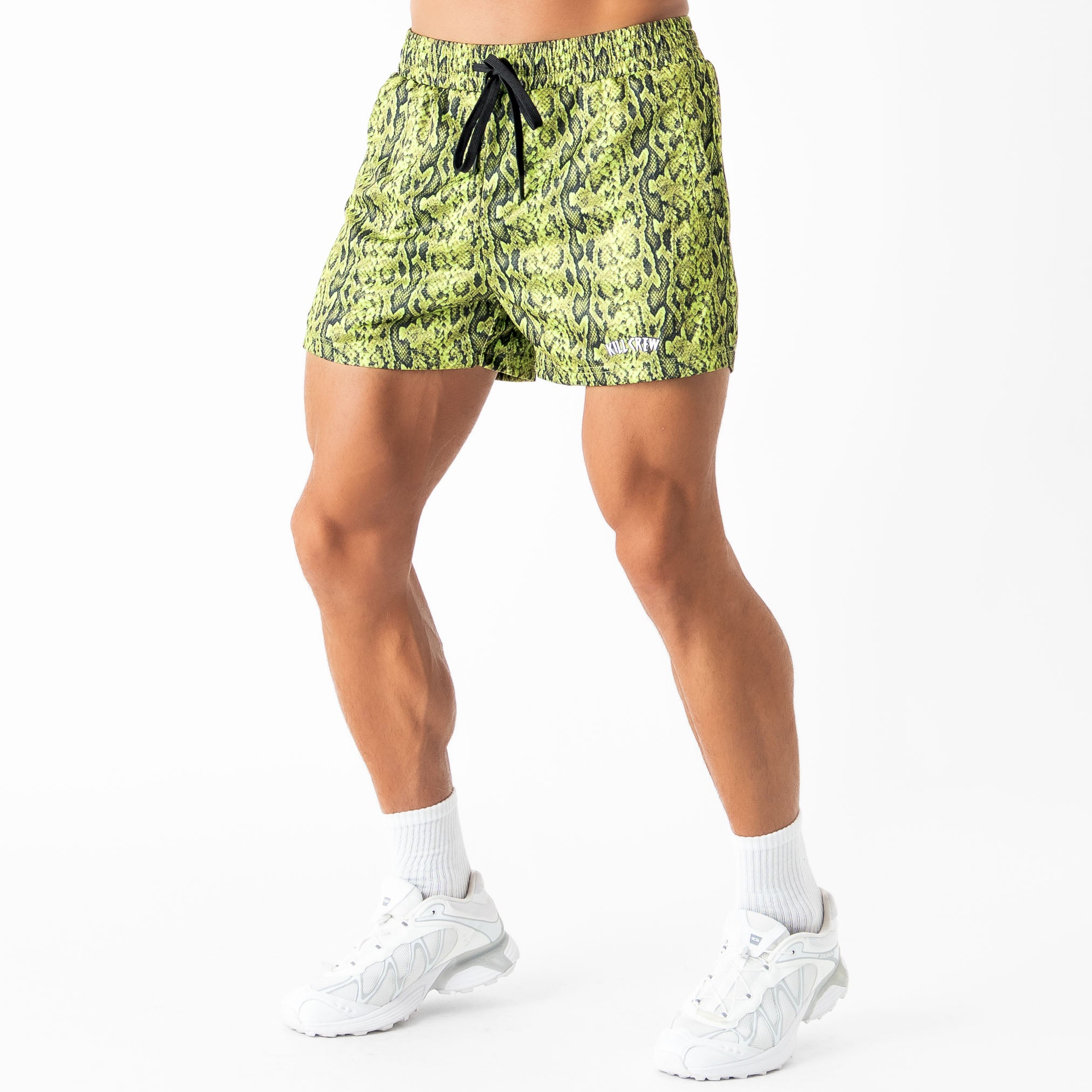 MUAY THAI SHORTS (MID THIGH CUT) - GREEN PYTHON