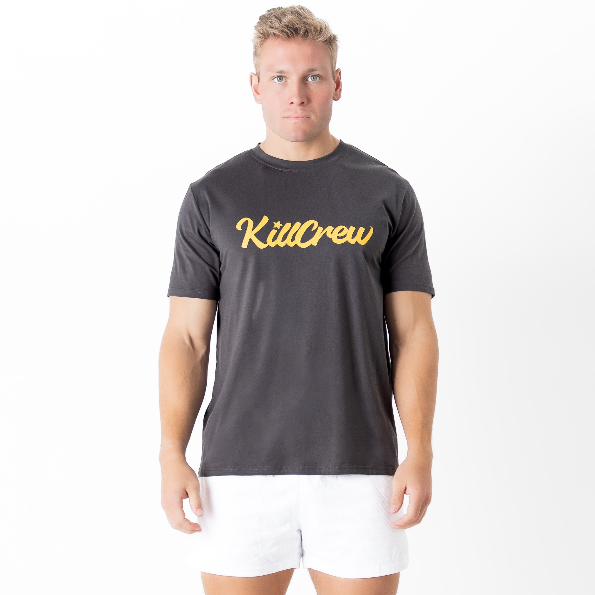 "SCRIPT" T-SHIRT - GREY / GOLD