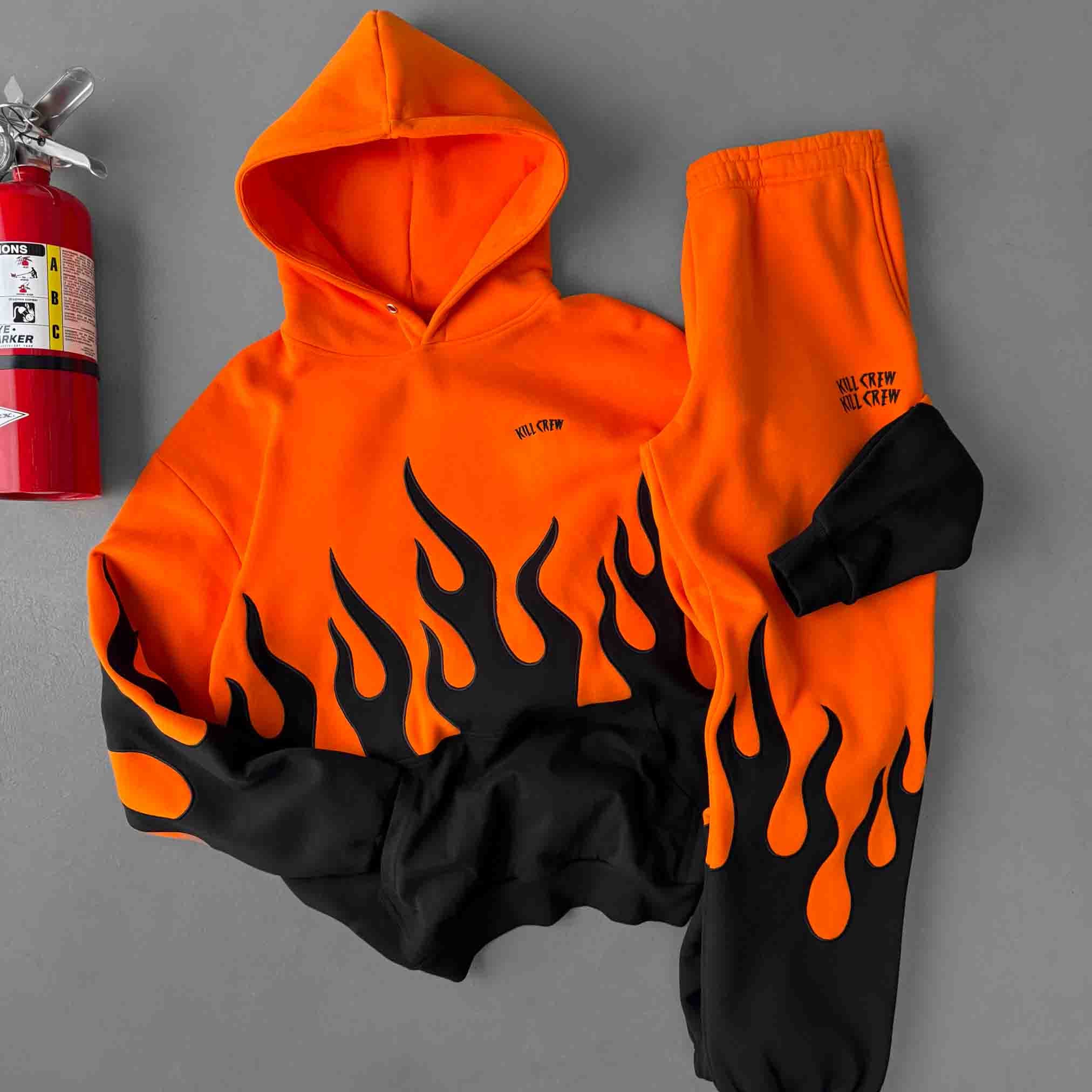 OVERSIZED PREMIUM HEATER HOODIE - ORANGE / BLACK