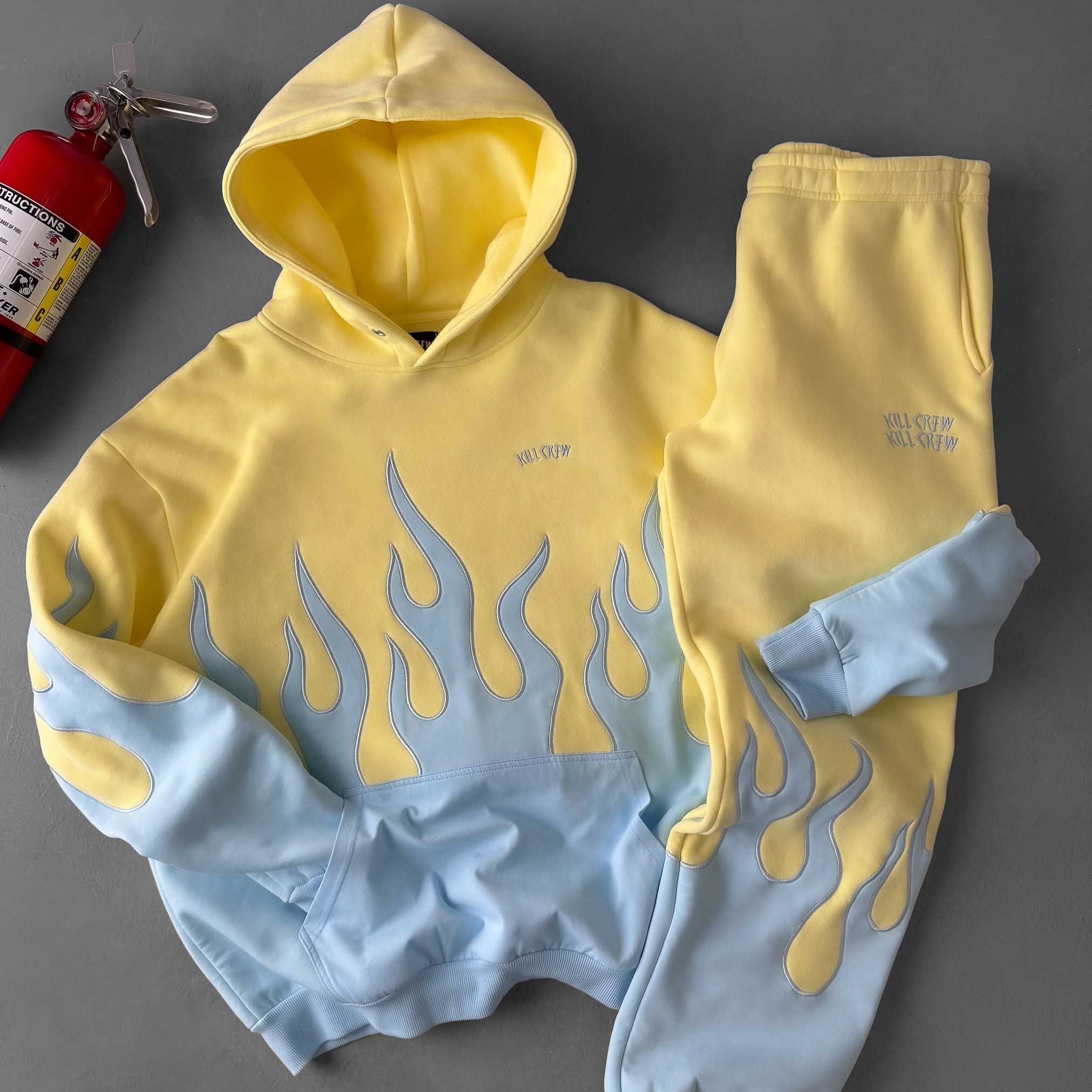 OVERSIZED PREMIUM HEATER HOODIE - YELLOW / BLUE
