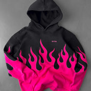 OVERSIZED PREMIUM HEATER HOODIE - BLACK / PINK